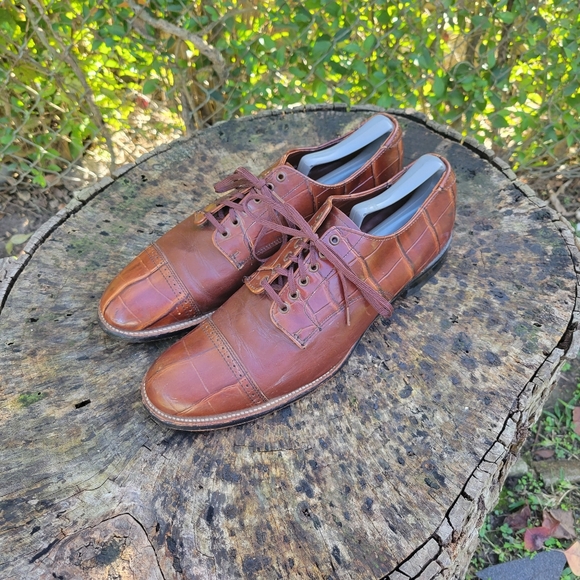 Vintage Stacy Adams Madison Cognac Cap-Toe Oxfords 9 M - Picture 7 of 9